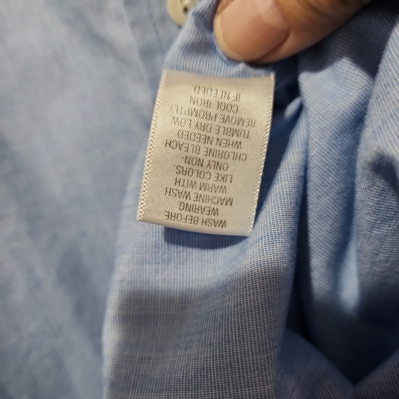 Croft and Barrow Men's 3XLTALL button up blue shirt with collar shirt sleeve - Picture 3 of 8